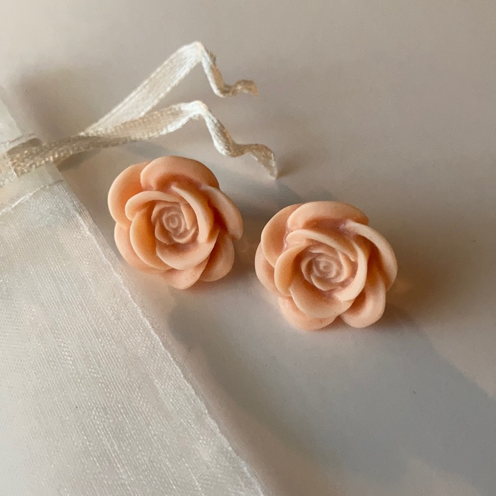 Hand-Carved Rose Earrings